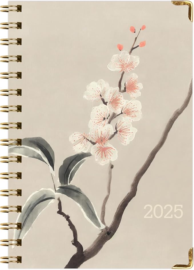 HARDCOVER 2025 Planner, 5.5"x8": 14 Months (November 2024 - December 2025), Daily Weekly Monthly Planner, Yearly Agenda, Bookmark, Pocket Folder and Sticky Note Set (Orchid)