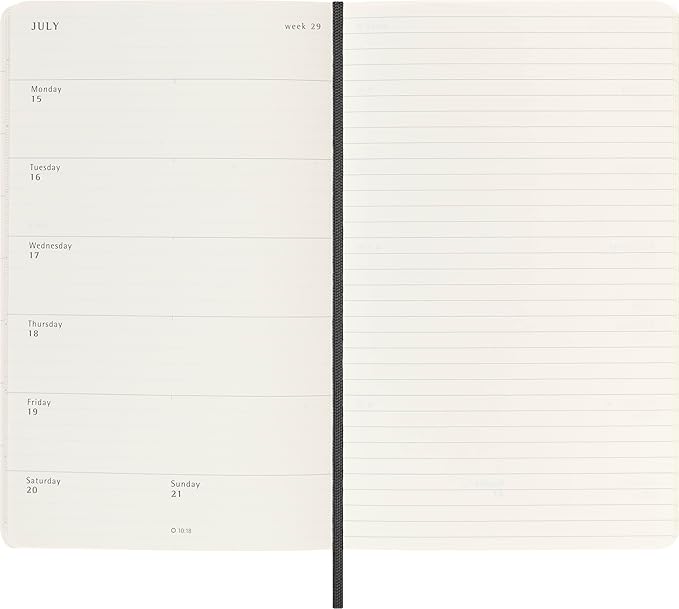 Moleskine Classic 18 Month 2023-2024 Weekly Planner, Soft Cover, Large (5" x 8.25"), Black