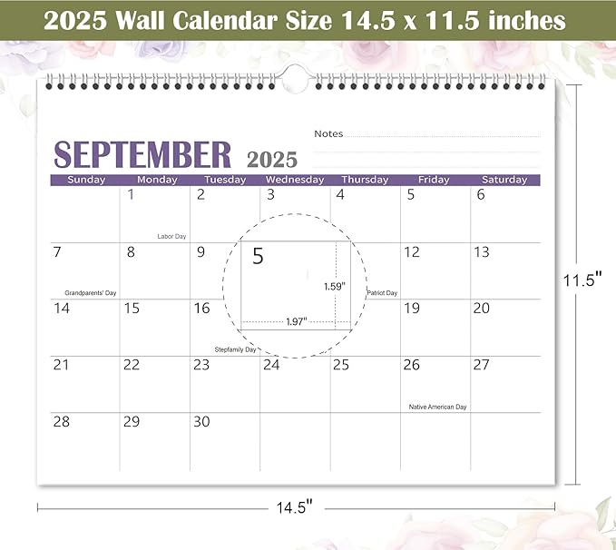 2025 Wall Calendar -Hanging Calendar 2024-2025 from Oct. 2024 to Dec. 2025, Simple Large Wall Calendar(14.5" x 11.5"), 6 Different Page Styles,Perfect for Office,Home or School