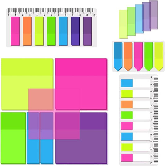 BAYTORY 700 Sheets Transparent Sticky Notes, Clear Bright Waterproof 3 x 3 inch See Through Memo Pad, Self-Adhesive Translucent Writable Index Tabs for Annotating Book, Office & School Study Supplies