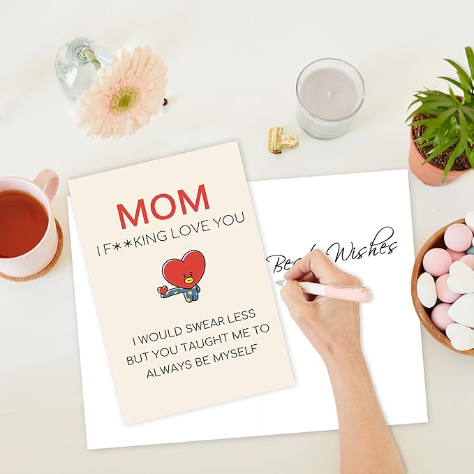 Funny Birthday Card for Mom Grandma, Happy Mother Birthday Card Gift from Son Daughter, Naughty Mother's Day Thank You Cards for Mom, Unique Mom Birthday Card Gift