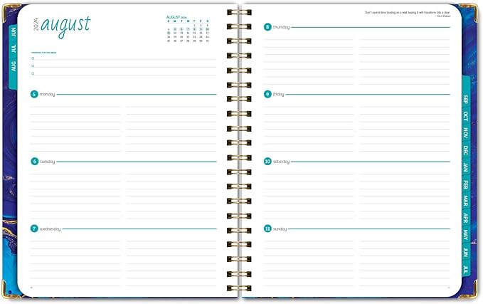 HARDCOVER Academic Year 2024-2025 Planner: (June 2024 Through July 2025) 8.5"x11" Daily Weekly Monthly Planner Yearly Agenda. Bookmark, Pocket Folder and Sticky Note Set (Dark Blue Marble)
