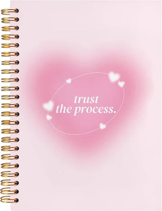 BearCake Pink Notebook,Preppy Notebook,Preppy Composition Notebook,Y2K Notebook Journal,Trust the Process,Pink Aesthetic Spiral Notebook,Hardcover 5.5x8.3