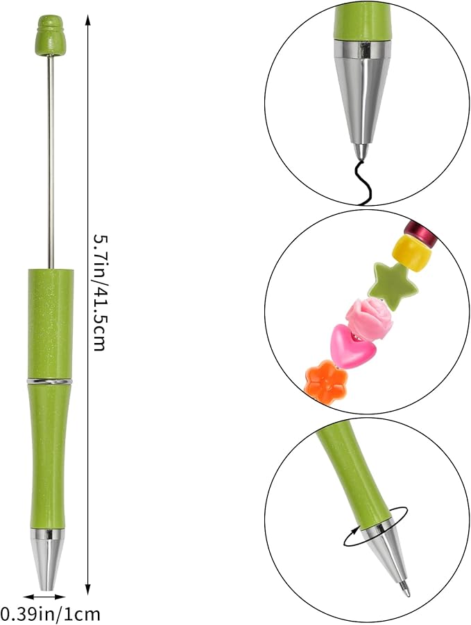 jiebor 30Pcs Beadable Pens Plastic Bead Black Ink Ballpoint Diy Cute Cool Pens for Teacher Bridal Graduation Gift Office Supplies