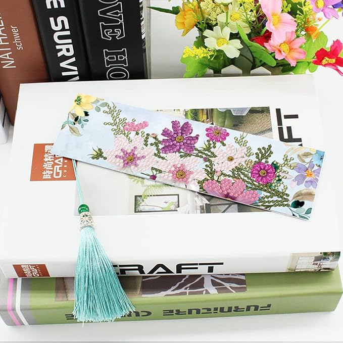 pigpigboss Morning Glory Bookmark Diamond Painting Kit 2 Pieces Diamond Painting Arts Flower Bookmark Diamond Painting Set for Adult Book Decor Bookmark Diamond Dot (21 X 6 CM)