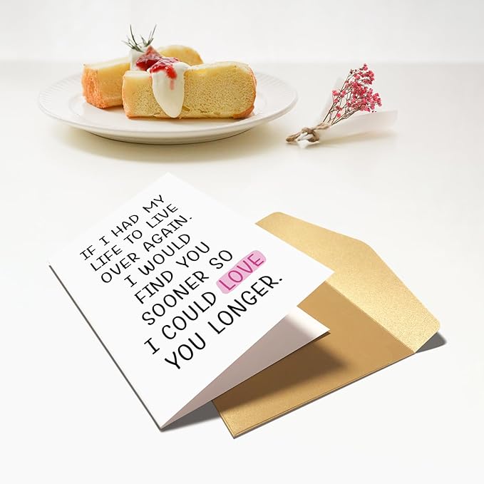 Chenive Romantic Anniversary Card for Husband Wife, Funny Birthday Card for Men Women, Sweet Poem Valentine's Day Card for Boyfriend Girlfriend, Find You Sooner Love You Longer
