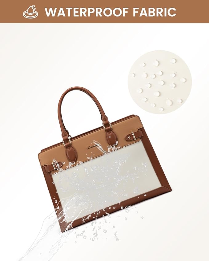 LOVEVOOK Laptop Bag for Women, 15.6 Inch Large PU Leather Tote Bag, Professional Teacher Work Bag, Waterproof Business Computer Briefcase, Shoulder Tote Purse for Office