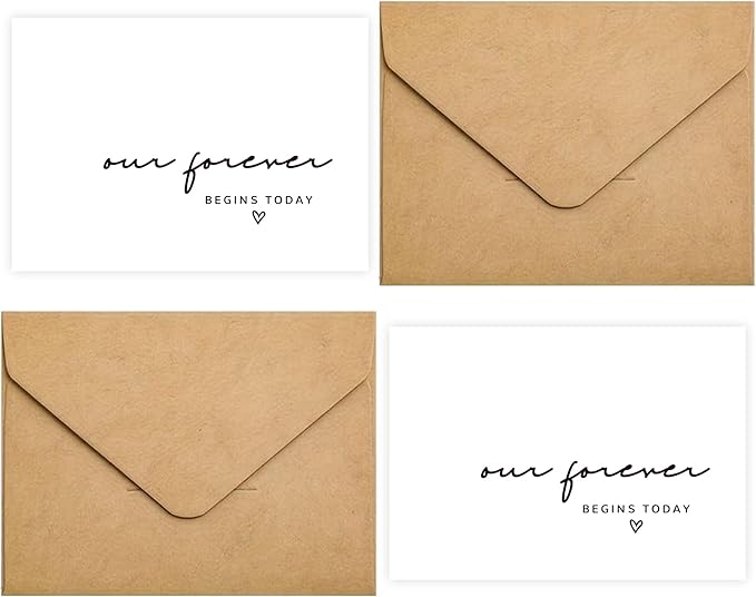 Set of 2 Funny Wedding Gift Cards, To My Groom Bride On Our Wedding Day Card, Wedding Day Vows Card for Our Forever Begins Today. （Our Forever）