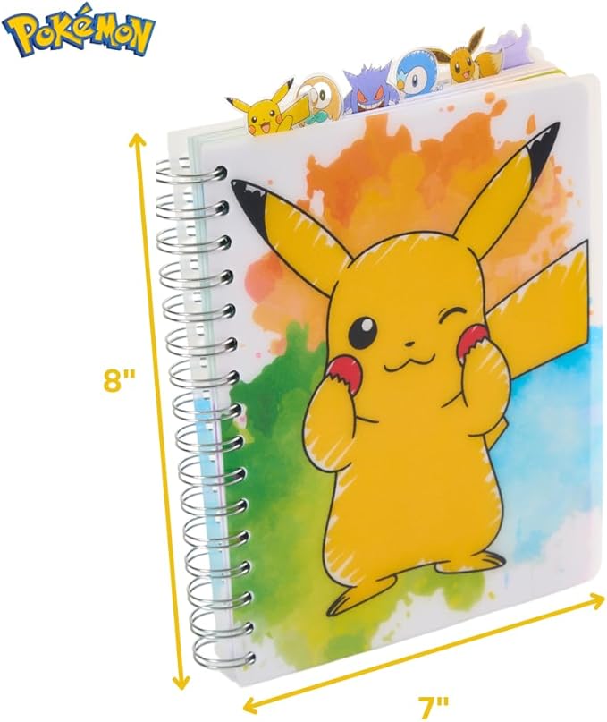 Innovative Designs Pokémon Tab Journal Notebook for Kids, Spiral Bound, 144 Lined Pages, 8 x 7 inches