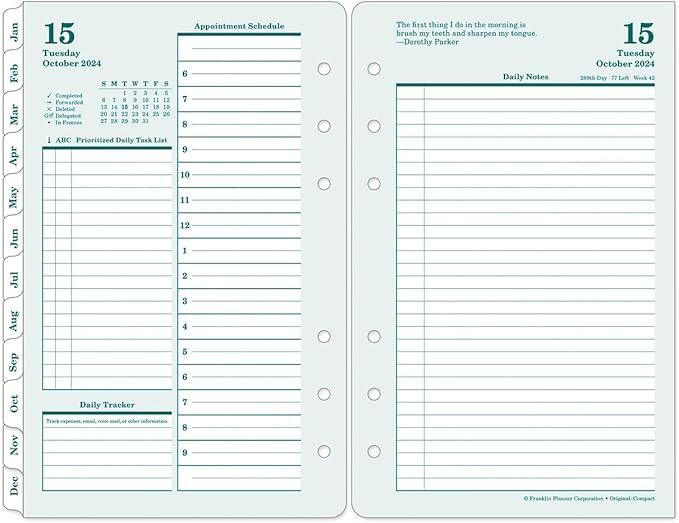 FranklinCovey - Original Two Page Per Day Ring-Bound Planner (Compact, Oct 2024 - Sep 2025)
