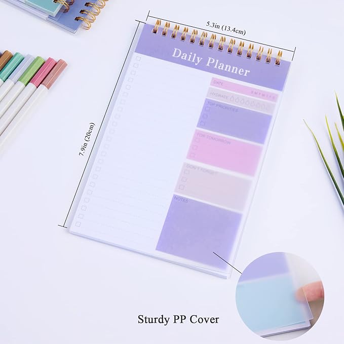 Set of 3 To Do List Notepad, 52 Sheets Undated Daily Planner 2024, 5.2"x7.8" To Do List Notebook, Daily Checklist for School/Office Supplies