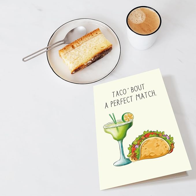 Funny Engagement Card for Couple, Taco And Cocktail Pun Wedding Card for Bride and Groom, Cute Wedding Gift for Friend, Congratulations Card for Newlyweds