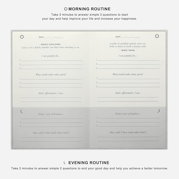 Daily Gratitude Journal for More Mindfulness, Affirmation, Happiness and Productivity - Simple Undated Effective Gratitude Journal for Women & Men