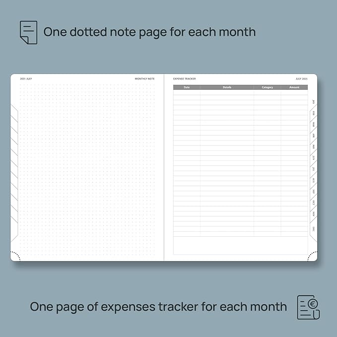 POPRUN Monthly Planner 2025-2026 (Large- 8.5" x 10.5" Soft Cover), 18-Month Calendar Book (January 2025-June 2026), Calendar Planner with Monthly Tabs & Pocket, 100 GSM Paper - Pacific Green