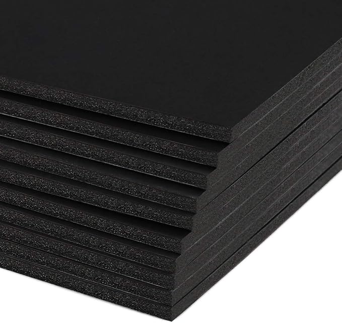 Mat Board Center, Pack of 10 Acid-Free Foam Boards, 18x24 inch Black Foam Boards, 3/16" Thick