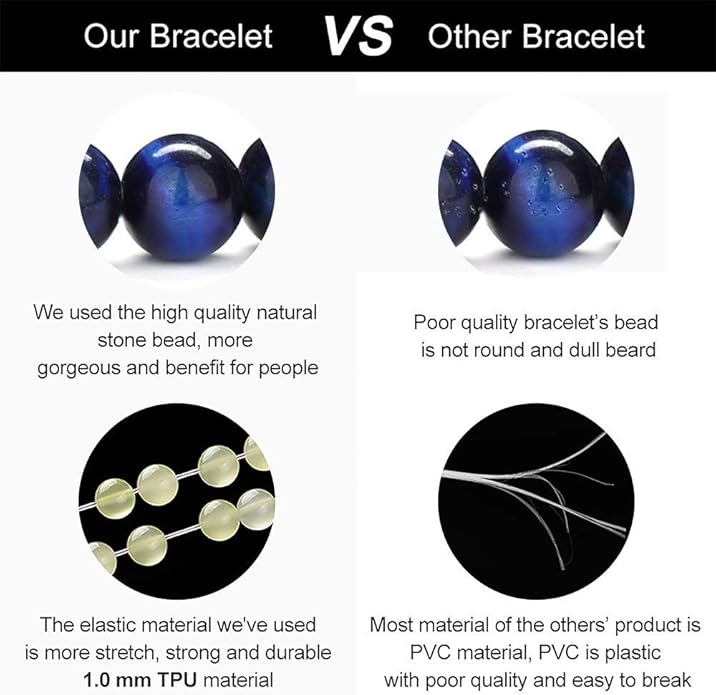 M MOOHAM Natural Stone Bracelets for Men - 8mm Tiger Eye | Matte Agate | Lava Rock Bracelets for Men Teen Boys Gifts Birthday Anniversary Christmas Gifts for Men Teens