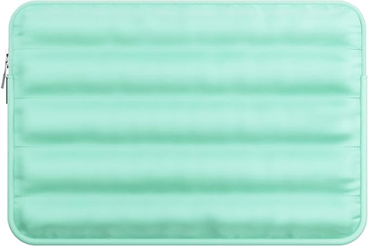 LS-M Puffy 15-16 Inch Laptop Sleeve Case for Women Men Cute Carrying Cover Compatible with MacBook Pro 15" 16", Latitude 7640, 15.6" 15b Protective Portable Case (Mint Green, 15-16inch)