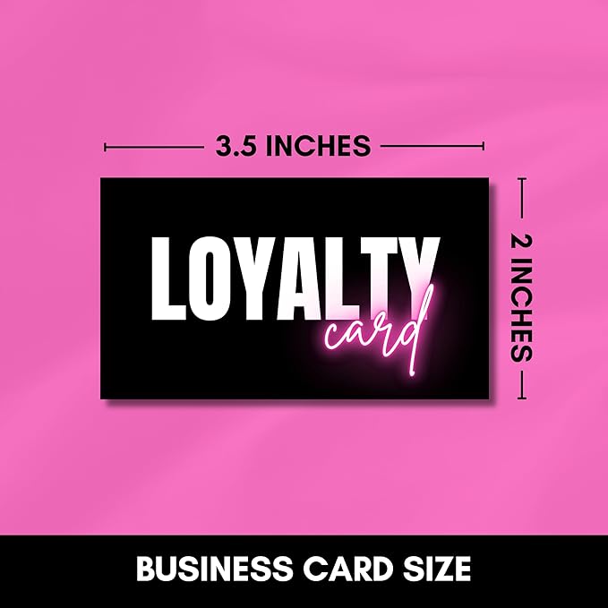 Beauty Business Loyalty Card, 10-Punch Reward System, Business Card size, 55 cards, full color high gloss front and back, UV coated, Modern design, create your own reward (Black and Hot pink)