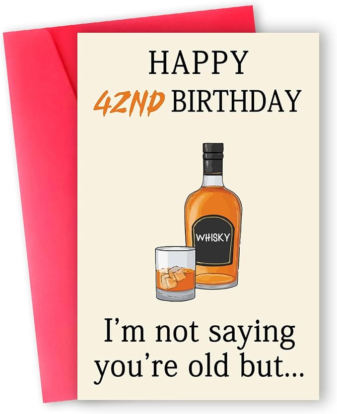 Funny 42nd Birthday Card, Best 42nd Birthday Gifts Women Men, Unique 42ndBirthday Decorations for Him Her, Happy 42 Year Old Bday Card Gifts for Husband Wife