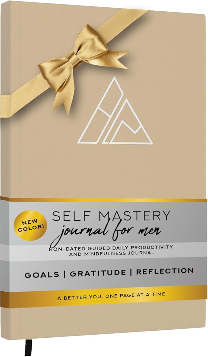 Self-Mastery Journal for Men - Gratitude Journal – 5 Minute Journal - Reflection Manifestation Journal for Mindfulness – Goal/Guided Gratitude Journal for Women & Men (Khaki, Self Care Journal)
