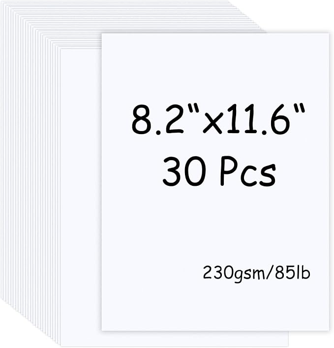 30 Sheets White Cardstock Paper 8.2 x 11.6, 230gsm/85lb Card Stock Paper for Scrapbook, Craft, Cards Making, Menus, Invitations