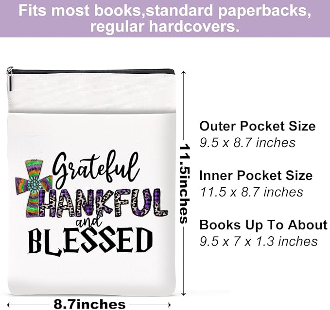 Inspirational Western Faith Christian Gifts Book Sleeve Book Cover Religious Cowgirl Accessories for Women Best Friend Graduation Christmas Birthday Book Lovers Gifts Book Protector with Zipper