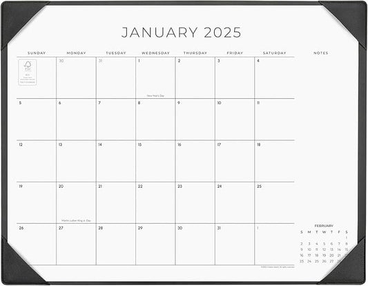 Cabbrix Simplified Desk Calendar 2025-2026 with Desktop Mat, Desk Pad Calendar Large 21" x 16-1/2" Runs from Jan 2025 to Jun 2026, Monthly Desktop Calendar for Home School and Office (Black)