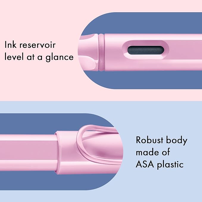 LAMY safari lightrose - Fountain Pen with ergonomic grip & polished steel nib in size B - ideal for any Writing & Calligraphy - including LAMY T 10 blue cartridge - Right-Handed