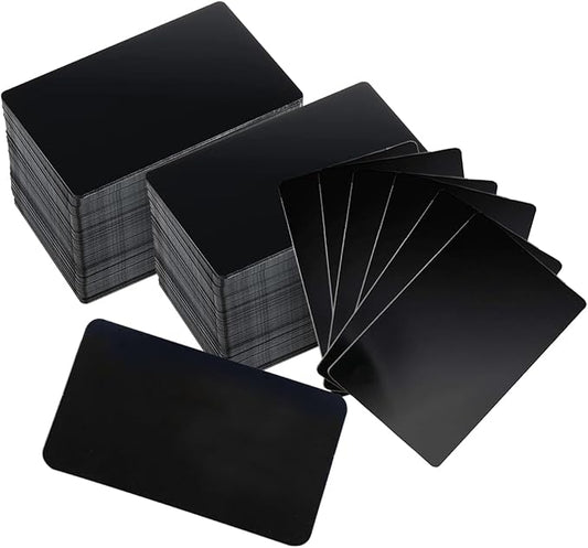 100PCS Metal Business Card 0.45mm Thickness Aluminum Cards Metal Engraving Blanks Cards Aluminum Laser Engraving Cards for Office Name Cards, DIY Gift Cards, VIP Cards 3.4 x 2.1 Inch, Black