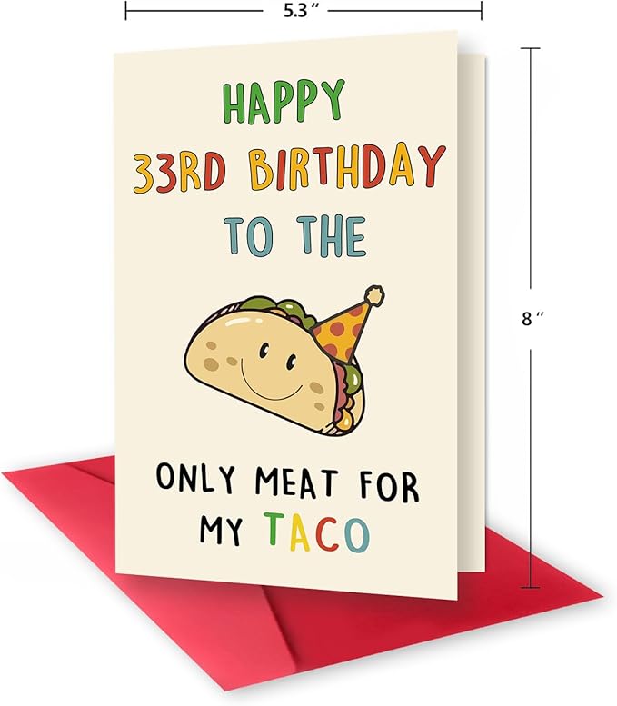 Funny 33rd Birthday Gifts for Men Man, Unique 33 Years Old Birthday Decorations Gifts for Husband Boyfriend, Happy 33rd Bday Card Gifts for Him, Taco 33 Mens Bday Ideas from Wife Girlfriend