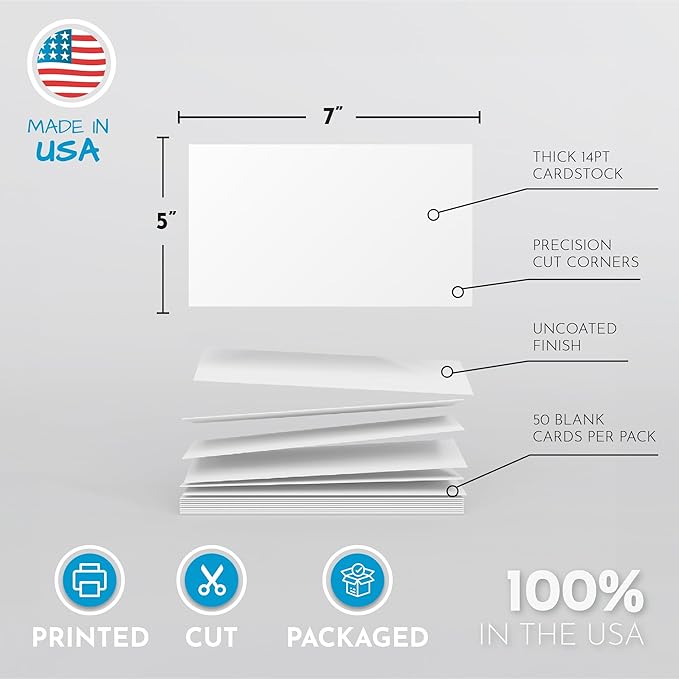 Home Advantage 5x7 Blank Index Cards - Our 50 Pack of Blank Notecards Use Heavy Duty Cardstock to Make Them Bleed Proof - These Plain Index Cards Make Perfect Blank Flashcards & Blank Note Cards