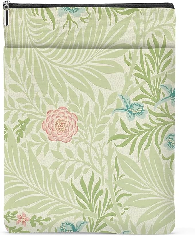 Retro Floral Book Sleeve Book Cover Classic Flower Book Protector with Zipper Christmas Birthday Book Club Gifts Book Accessories for Women Bestie Aunt Librarian Girls Bookish Book Lovers Gifts