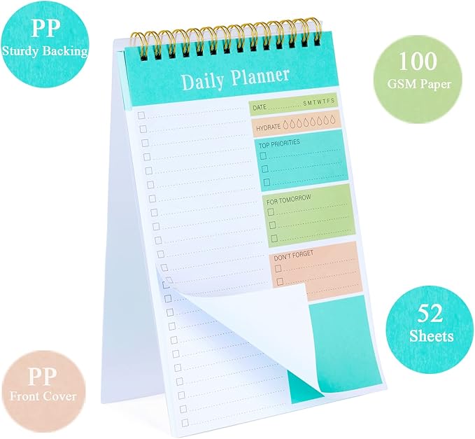 Set of 3 To Do List Notepad, 52 Sheets Undated Daily Planner 2024, 5.2"x7.8" To Do List Notebook, Daily Checklist for School/Office Supplies