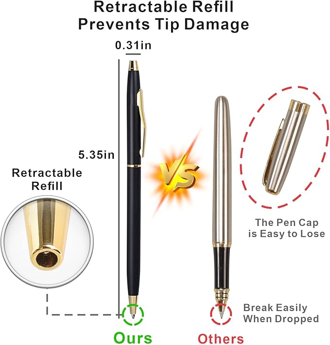 Cambond Black Pens Ballpoint Pens - Black Ink Bulk Pens 1.0 mm Medium Point Smooth Writing Office Pens for Men Women Police Uniform Office Business, 10 Pack (Black)