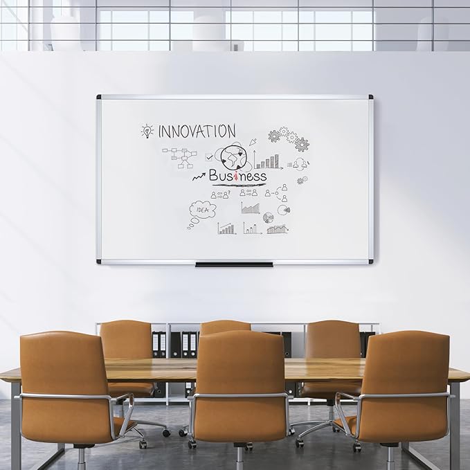 VIZ-PRO Dry Erase Board/Whiteboard, 72 x 48 Inches, Wall Mounted Board for School Office and Home 6' x 4'
