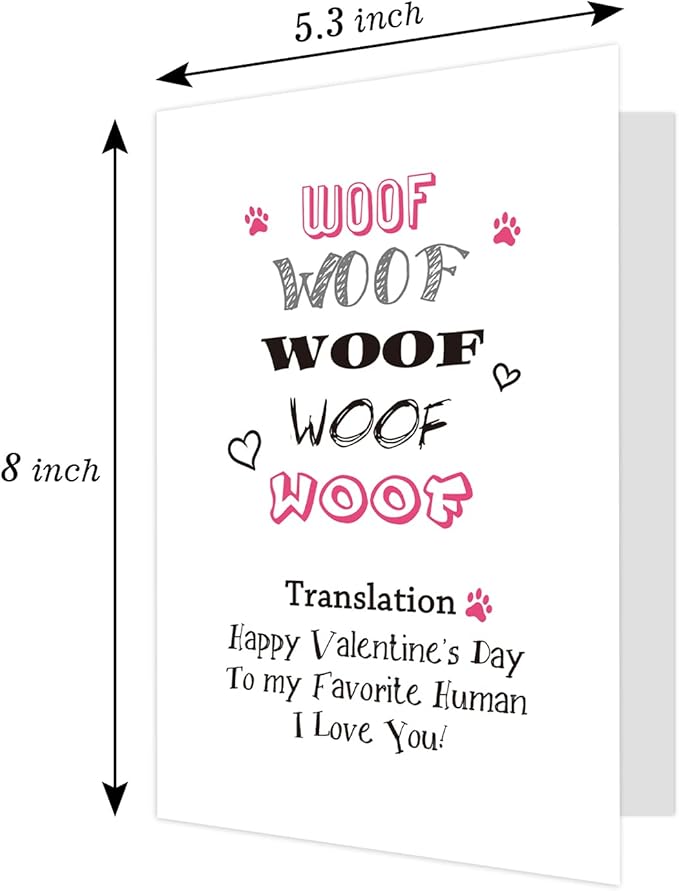 Ogeby Funny Dog Valentines Day Card, Cute Valentines Day Cards Gifts for Dog Lover, Humor Valentines Gifts from Dog, to My Favorite Human I Love You