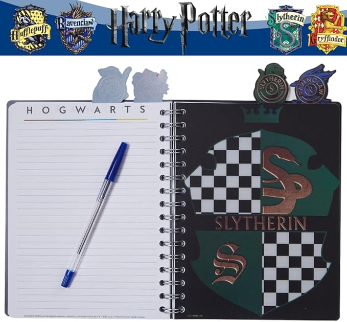 Innovative Designs Harry Potter Hogwarts Tab Journal Notebook, Spiral Bound, 96 Lined Pages, 8 x 7 inches, Black