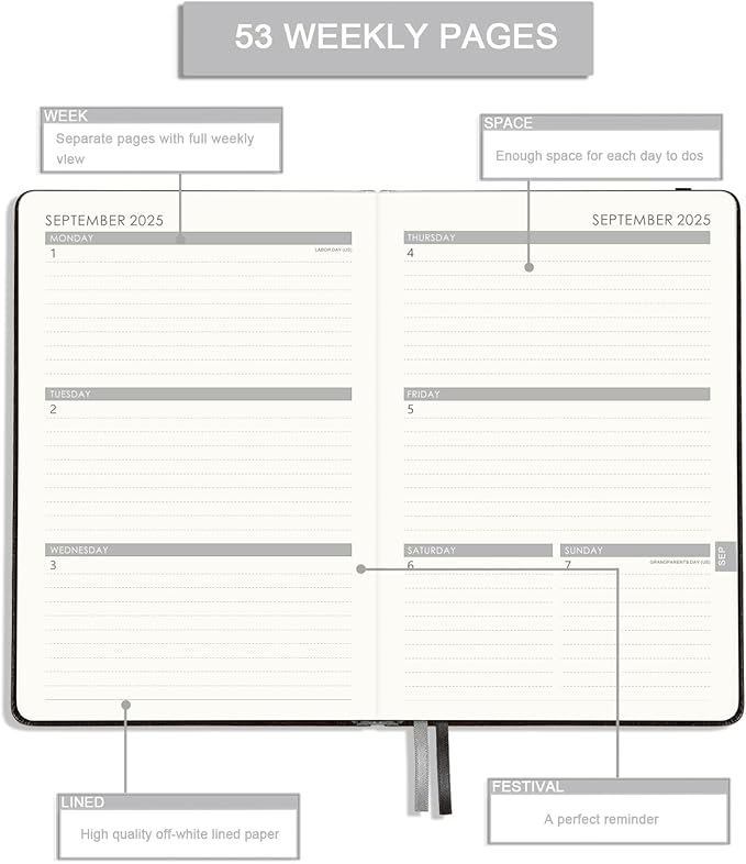 2025 Planner - Planner 2025 Weekly and Monthly with Stickers, JAN. 2025 - DEC. 2025, 5.75" X 8.25", 2025 Calendar Planner Premium Paper, Pen Holder, Inner Pocket and 44 Notes Pages