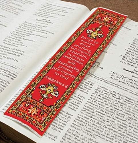 Don't Be Anxious & Divine Peace, Bulk Pack of 6 Woven Fabric Christian Bookmarks, Silky Soft Philippians 4:6 Flexible Bookmarker for Novels Books and Bibles, Religious Memory Verse Gift
