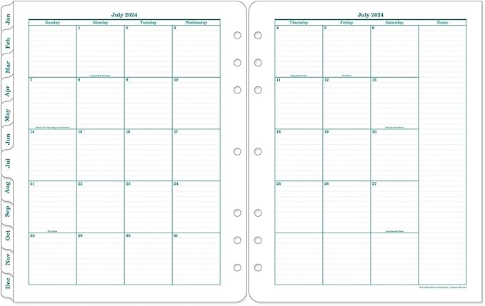 FranklinCovey - Original Two Page Per Day Ring-Bound Planner (Monarch, Jul 2024 - Jun 2025)