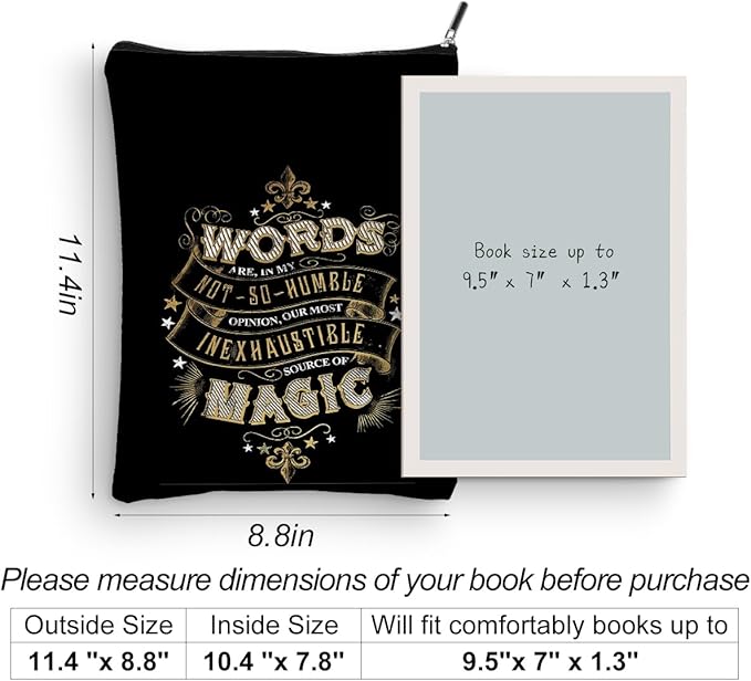 Magic Stuff Wizard Inspirational Book Sleeve Book Cover Book Lovers Gifts Book Club Gifts Wizard Book Protector Book Gifts for Readers Women Her Magic Movie Fans Bibliophile Graduation Birthday Gifts