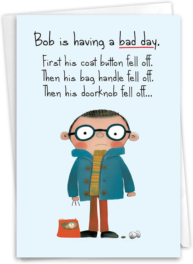 NobleWorks, Funny Birthday Paper Card with 5 x 7 Inch Envelope (1 Card) Bday Fall Off C10829BDG