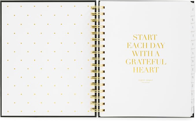 2024-2025 Sugar Paper Academic Signature Spiral Planner, Black, Monthly and Weekly Planning