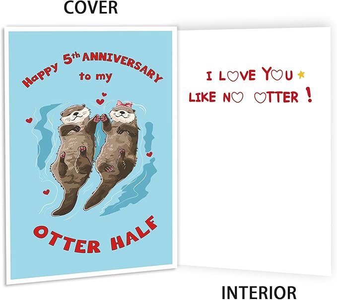 Happy 5th Anniversary Card Gift for Husband,Wife,Romantic Fifth Anniversary Card for Boyfriend or Girlfriend,Lovely Five Year Wedding Anniversary Card for Women Men Him Her