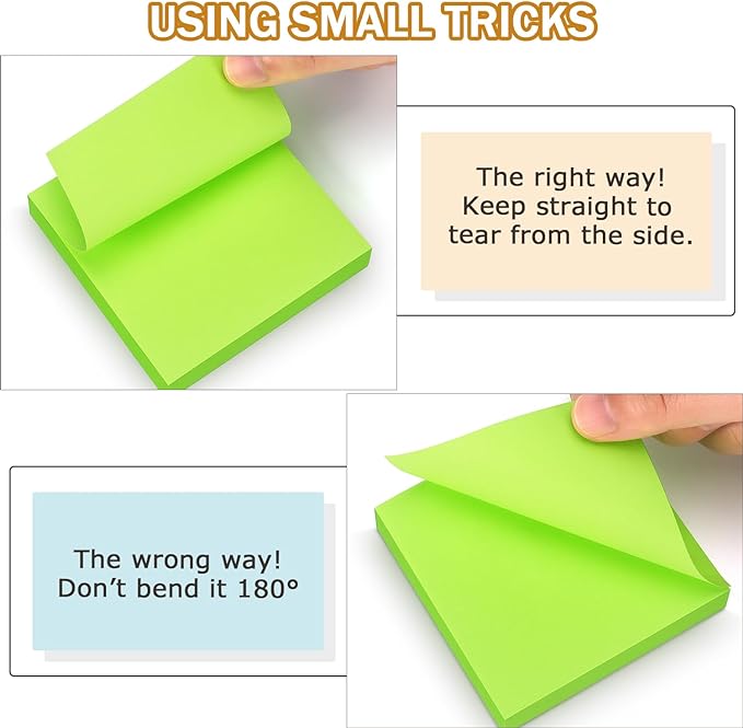 Pop Up Sticky Notes 3x3 inch Bright Colors Self-Stick Pads 12 Pads/Pack 100 Sheets/Pad Total 1200 Sheets