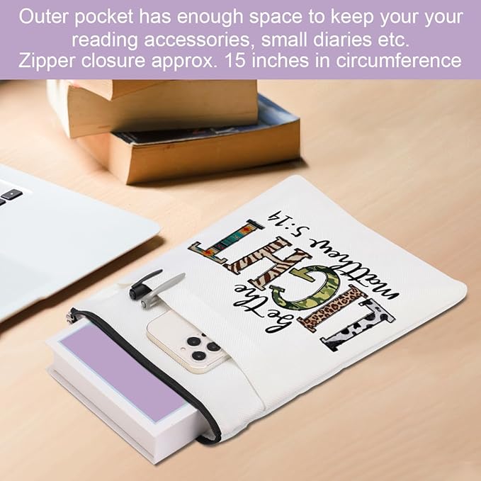 Inspirational Western Bible Verse Christian Gifts Book Sleeve Book Cover Religious Cowgirl Accessories for Women Sister BFF Friendship Christmas Birthday Book Lovers Gifts Book Protector with Zipper