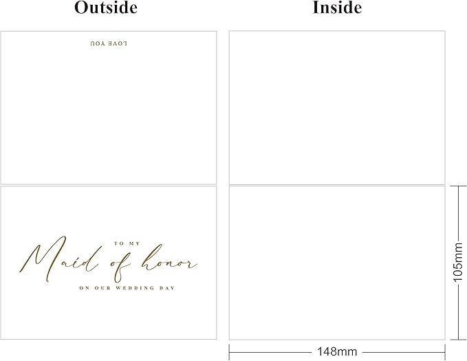 LADY&HOME To My Maid Of Honor On My Wedding Day Card,Bridesmaid Thank You Card Wedding Day Bridesmaid Proposal (Gold Foil,Maid Of Honor)