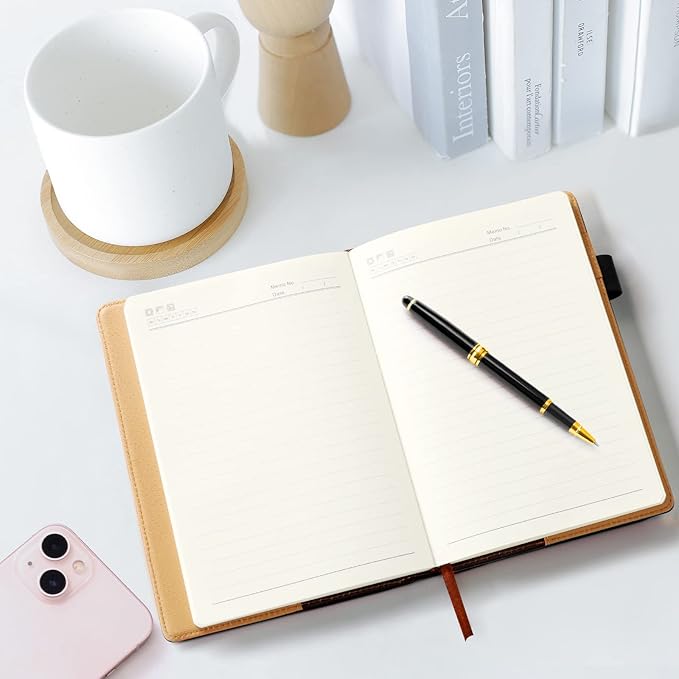 Lined Refill Paper for Hardcover Leather Notebook, A5 Refill Page for Refillable Notebook with Pocket, 240 Pages Notebook Paper with Ribbon Bookmark