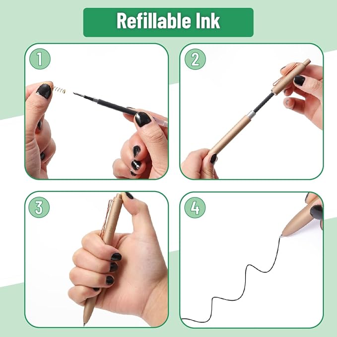 Mr. Pen- Retractable Gel Pens, 6Pack, Black Ink Gel Pens Fine Point, Metallic Earth Color Barrels, Retractable Pens, Gel Ink Pens, Aesthetic Pens for Journaling Fine Tip Pens