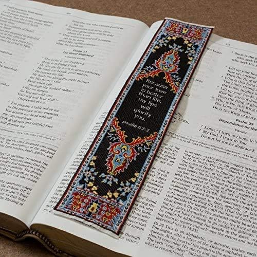 Your Love is Better Than Life, Bulk Pack of 6 Woven Fabric Christian Bookmarks, Silky Soft Psalm 63:3 Flexible Bookmarker for Novels Books and Bibles, Religious Memory Verse Gift
